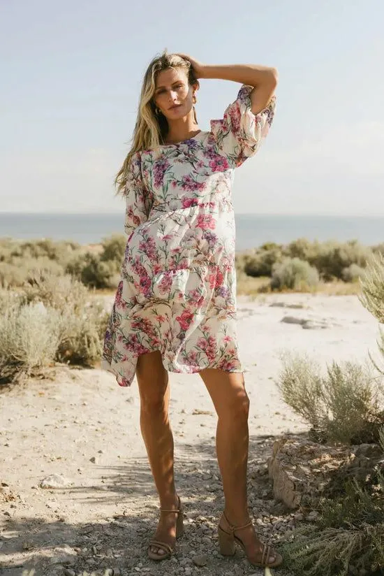 Bohme Aurora Floral Babydoll Dress Cream Women Dresses