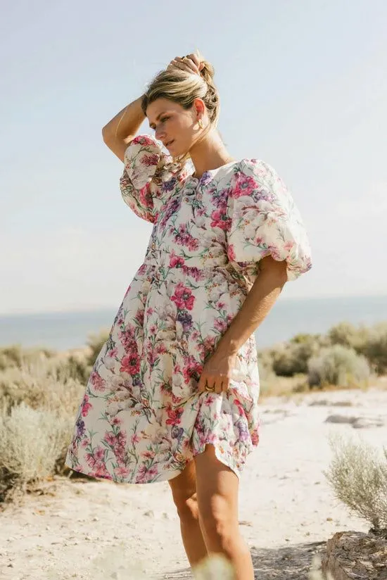 Bohme Aurora Floral Babydoll Dress Cream Women Dresses