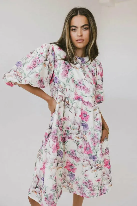 Bohme Aurora Floral Babydoll Dress Cream Women Dresses