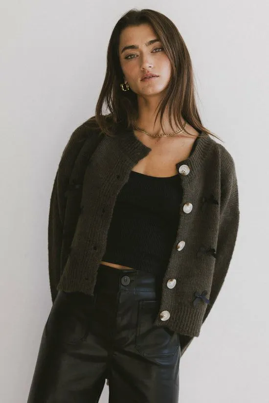 Bohme Ava Knit Cardigan Olive Women Cardigans