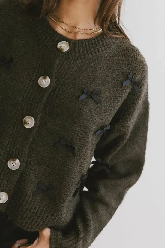 Bohme Ava Knit Cardigan Olive Women Cardigans