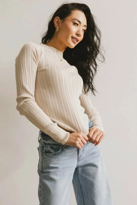 Bohme Azizi Ribbed Top In Beige Beige Women Tees and Tanks