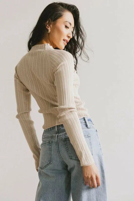 Bohme Azizi Ribbed Top In Beige Beige Women Tees and Tanks