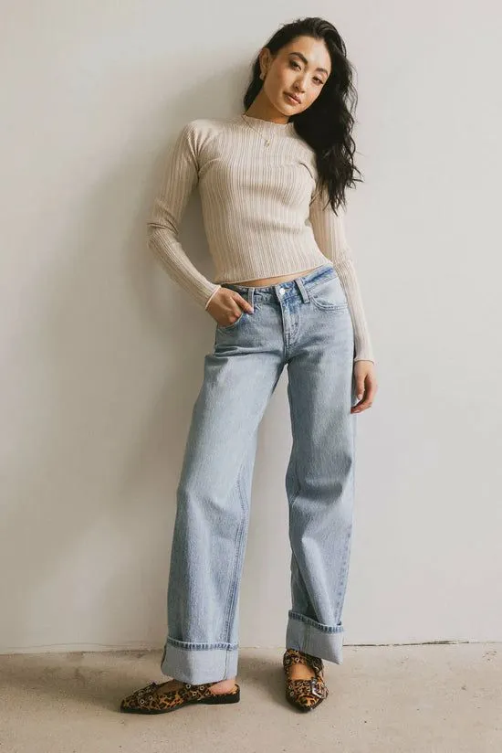 Bohme Azizi Ribbed Top In Beige Beige Women Tees and Tanks