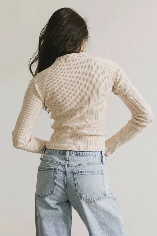 Bohme Azizi Ribbed Top In Beige Beige Women Tees and Tanks