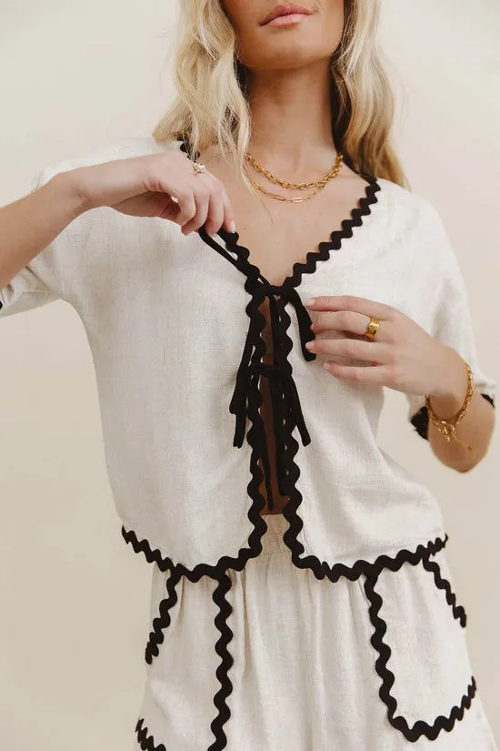 Bohme Bailey Ric Rac Tie Front Top Oatmeal Women Sets