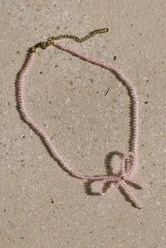 Bohme Beaded Bow Choker In Pink Pink Women Jewelry