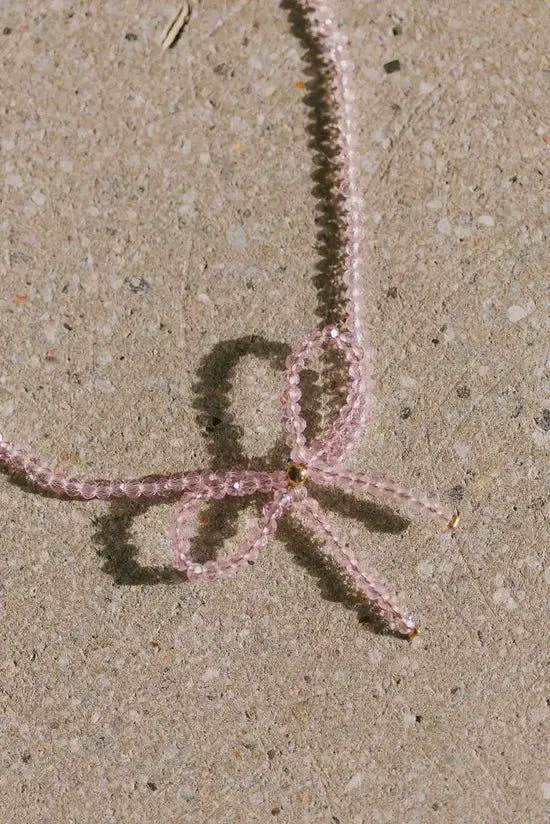 Bohme Beaded Bow Choker In Pink Pink Women Jewelry Bohme Beaded Bow Choker In Pink Pink Women Jewelry