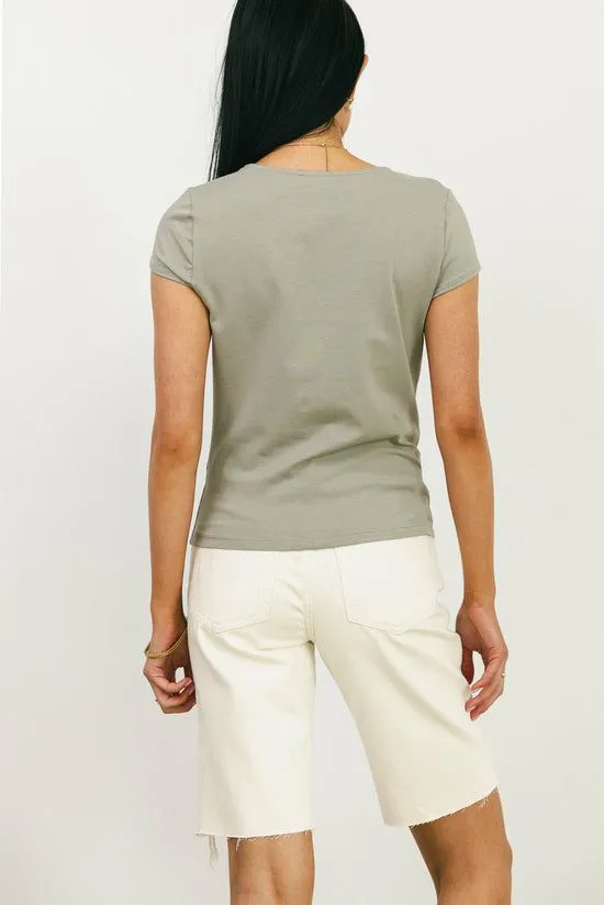 Bohme Betty Basic Knit Top In Sage Sage Women Tees and Tanks