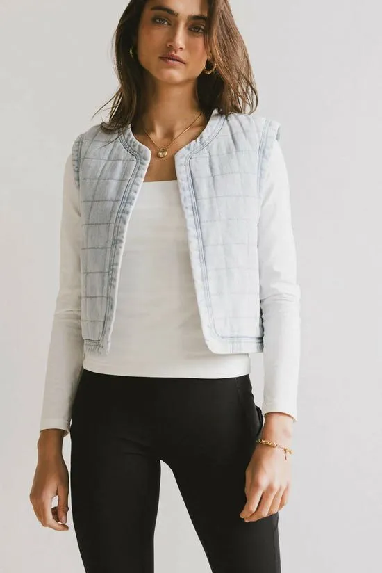 Bohme Brodie Quilted Denim Vest Denim Women Vests