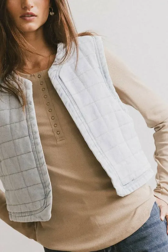 Bohme Brodie Quilted Denim Vest Denim Women Vests