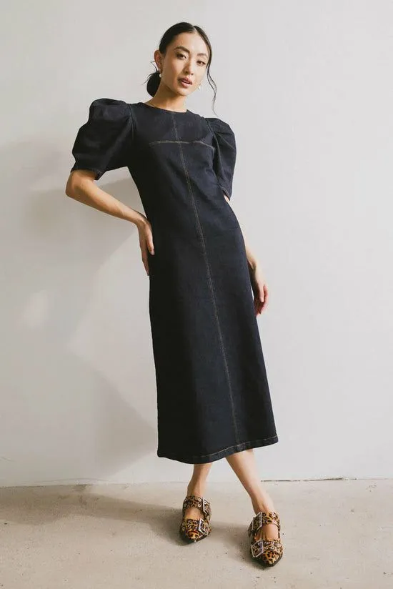 Bohme Campbell Denim Dress In Dark Wash Denim Women Dresses