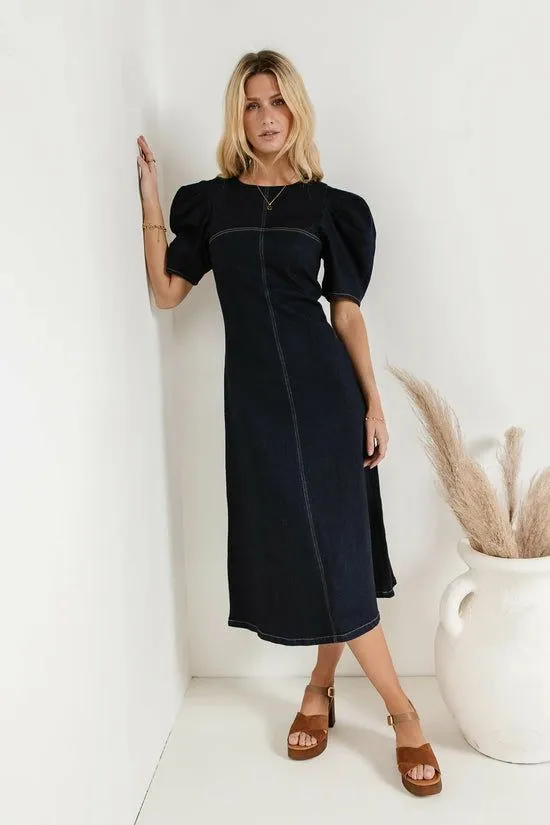 Bohme Campbell Denim Dress In Dark Wash Denim Women Dresses