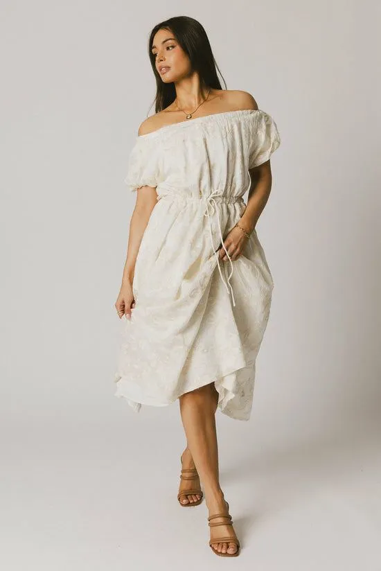 Bohme Carol Floral Midi Dress Cream Women Dresses