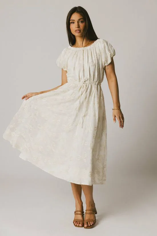 Bohme Carol Floral Midi Dress Cream Women Dresses