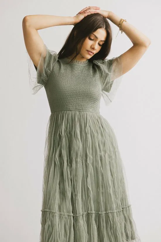 Bohme Charlie Lace Midi Dress Sage Women Dresses