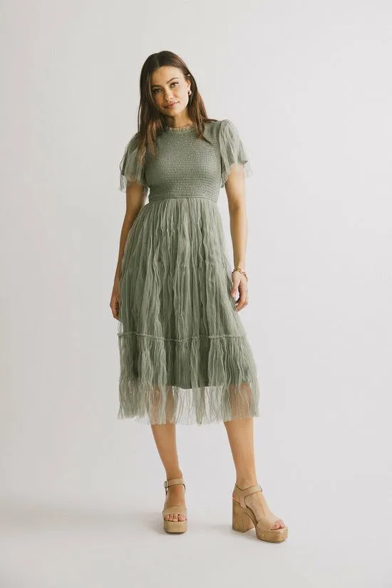 Bohme Charlie Lace Midi Dress Sage Women Dresses