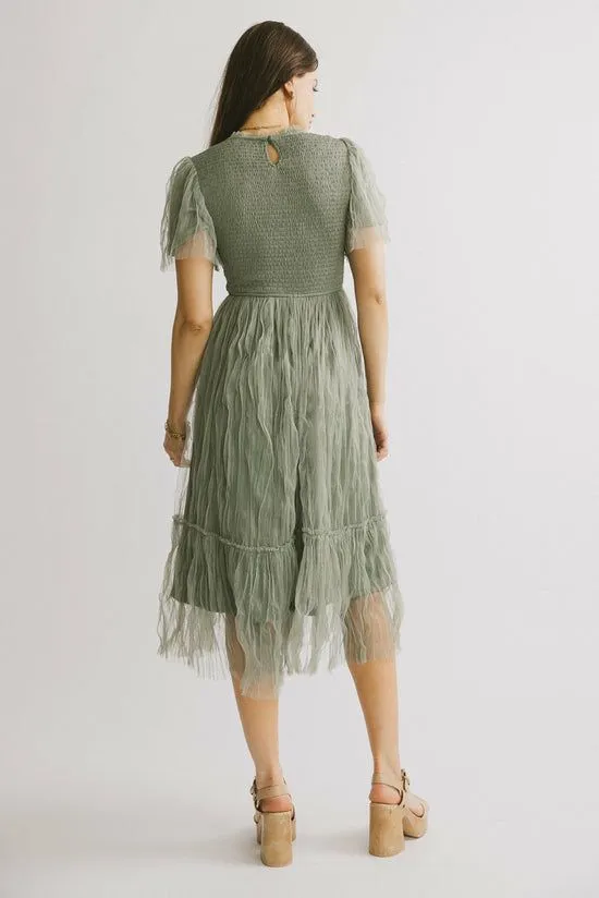 Bohme Charlie Lace Midi Dress Sage Women Dresses