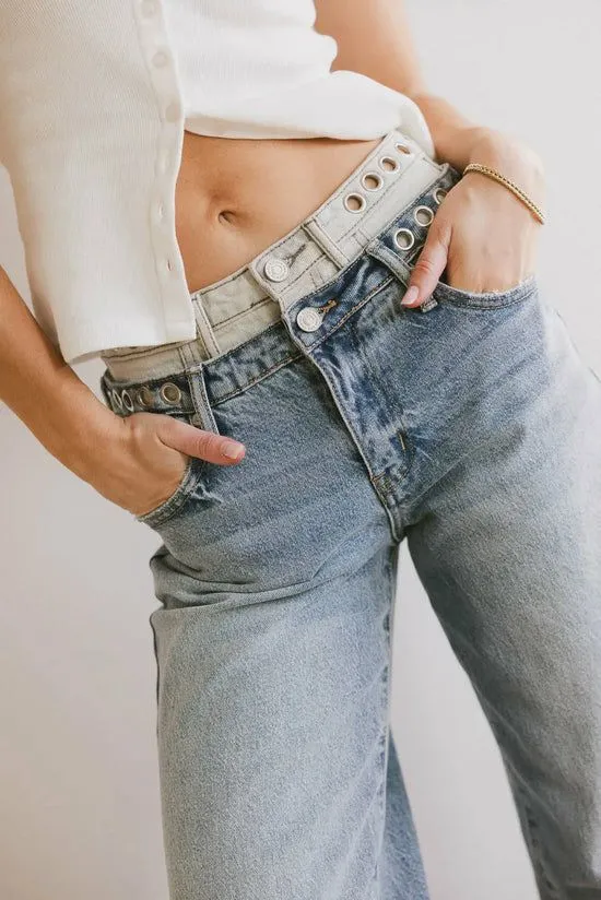 Bohme Cierra Double Waisted Wide Leg Jeans Medium Wash Women All Bottoms