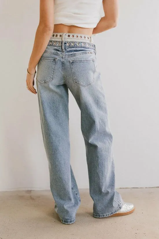 Bohme Cierra Double Waisted Wide Leg Jeans Medium Wash Women All Bottoms