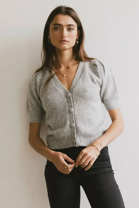 Bohme Colletta Short Sleeve Cardigan In Heather Grey Heather Grey Women Cardigans