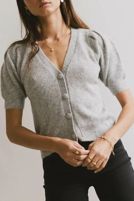 Bohme Colletta Short Sleeve Cardigan In Heather Grey Heather Grey Women Cardigans
