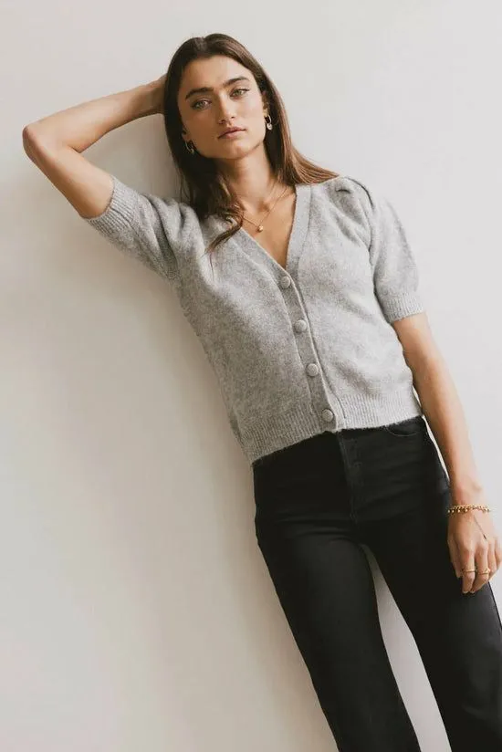 Bohme Colletta Short Sleeve Cardigan In Heather Grey Heather Grey Women Cardigans