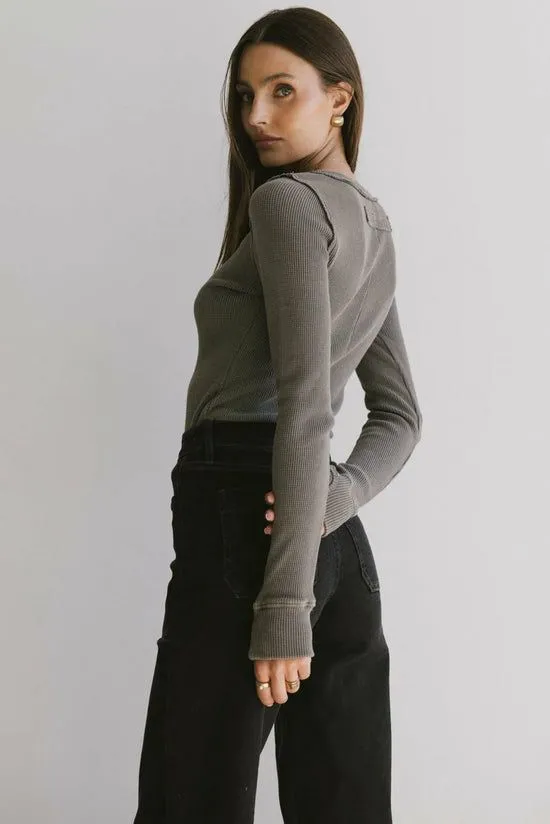 Bohme Conrad Fitted Waffle Tee In Olive Olive Women Tees and Tanks