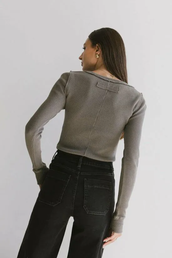 Bohme Conrad Fitted Waffle Tee In Olive Olive Women Tees and Tanks