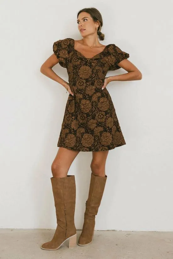 Bohme Darcella Floral Mini Dress In Brown Brown Women Dresses