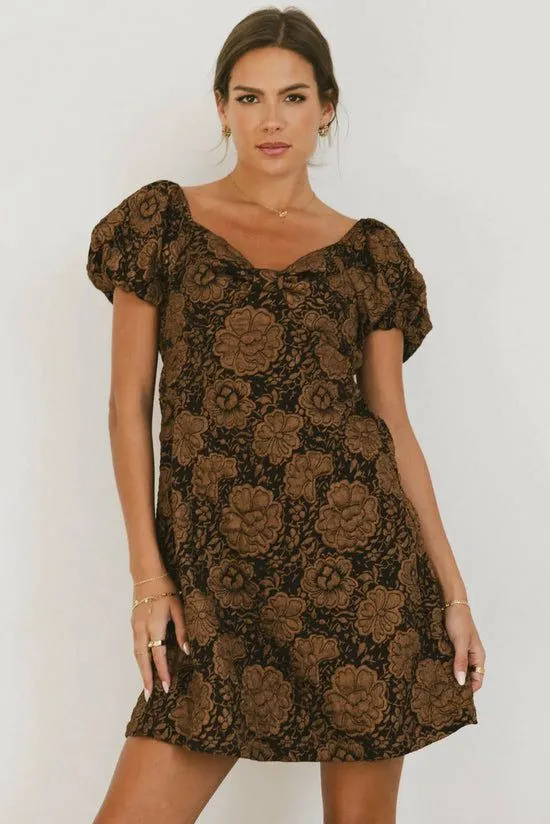 Bohme Darcella Floral Mini Dress In Brown Brown Women Dresses
