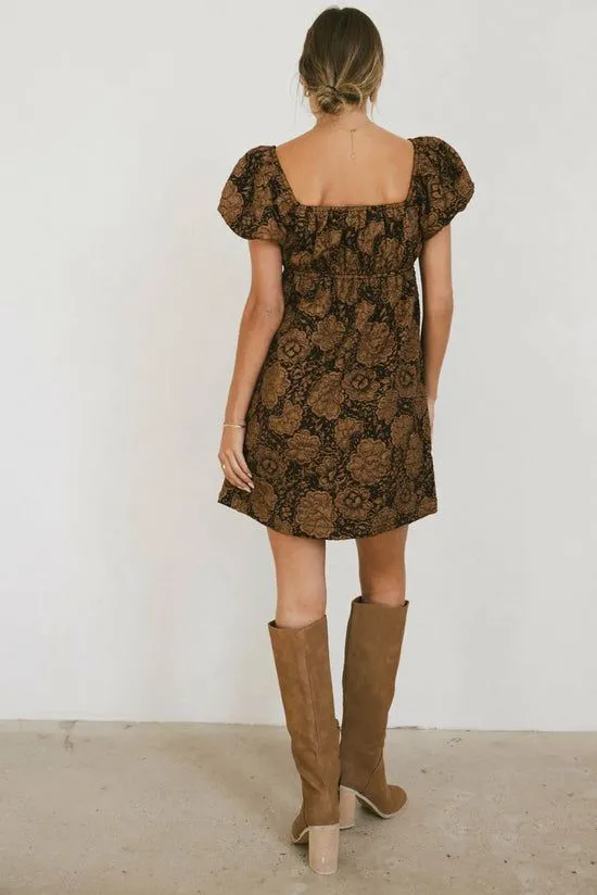 Bohme Darcella Floral Mini Dress In Brown Brown Women Dresses
