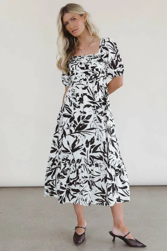 Bohme Dorris Pleated Midi Dress Black Women Dresses
