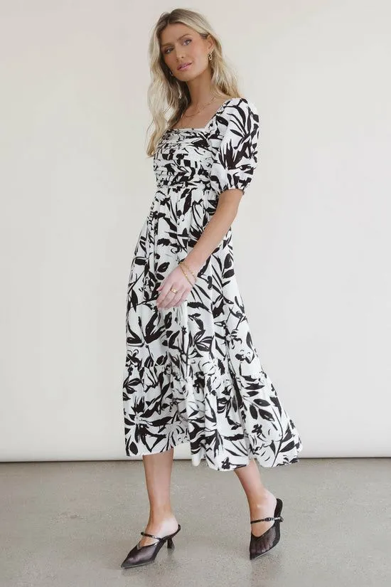Bohme Dorris Pleated Midi Dress Black Women Dresses
