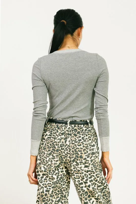 Bohme Elise Ribbed Top In Grey Grey Women Tees and Tanks