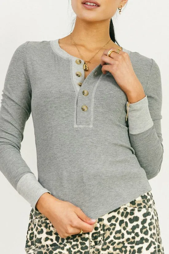 Bohme Elise Ribbed Top In Grey Grey Women Tees and Tanks