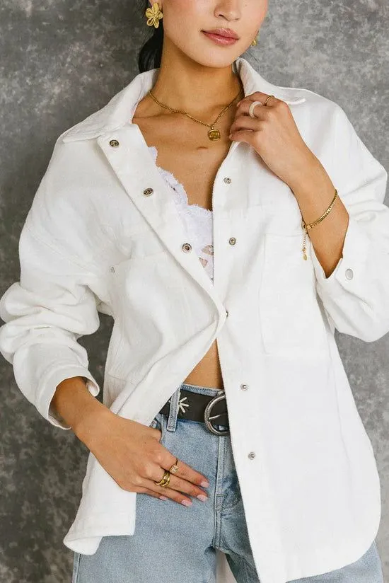 Bohme Eloise Denim Jacket In Ivory Ivory Women Jackets