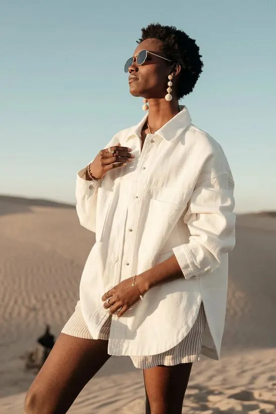 Bohme Eloise Denim Jacket In Ivory Ivory Women Jackets