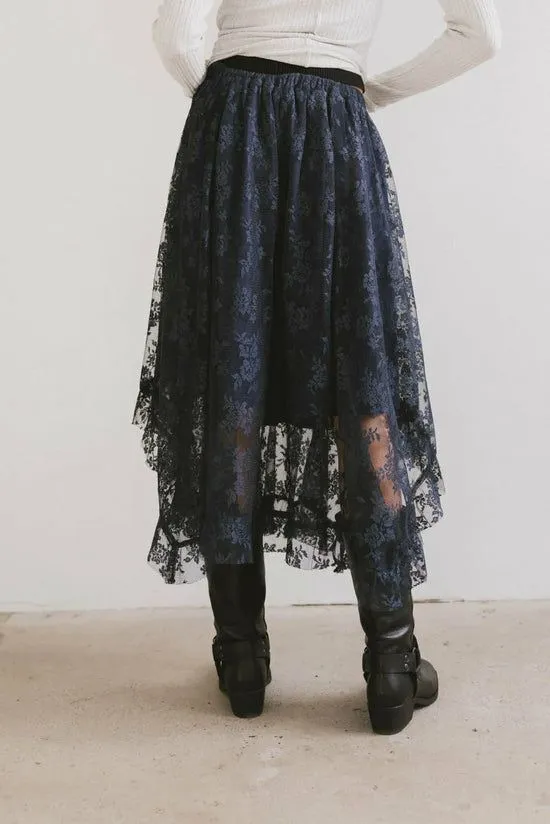 Bohme Elsie Lace Midi Skirt In Navy Navy Women Skirts