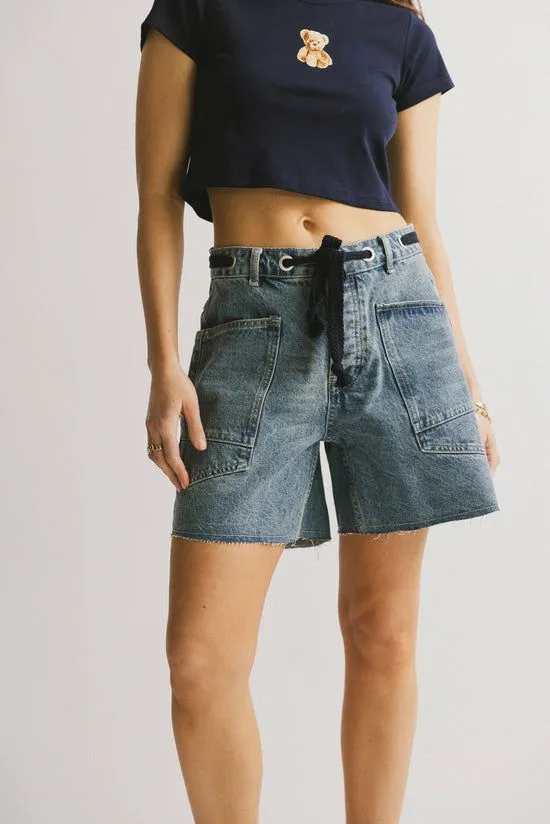 Bohme Finneas Denim Shorts In Medium Wash Medium Wash Women Bermudas
