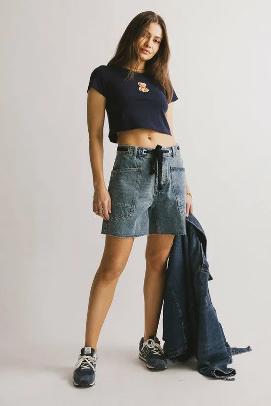 Bohme Finneas Denim Shorts In Medium Wash Medium Wash Women Bermudas