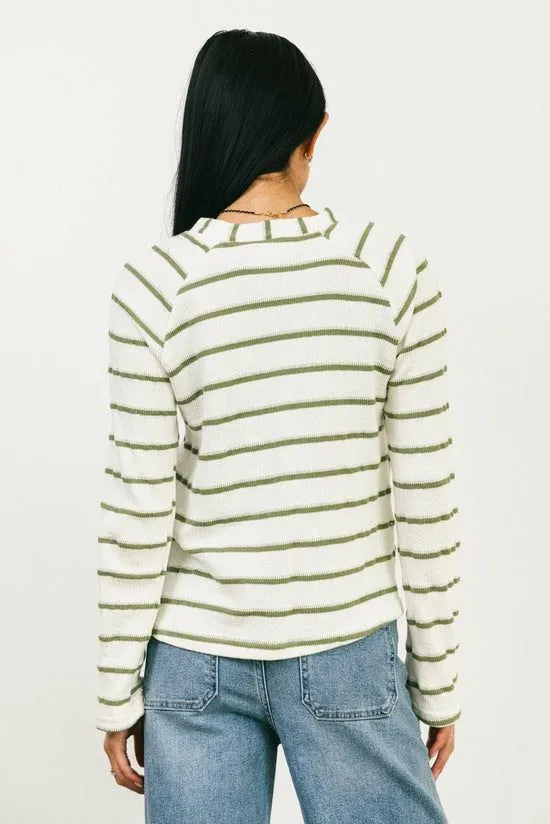 Bohme Franny Striped Grommet Top In Olive Olive Women Tops