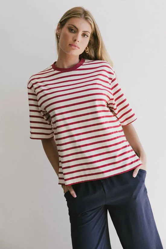 Bohme Freddie Striped Tee In Red Red Women Tees and Tanks