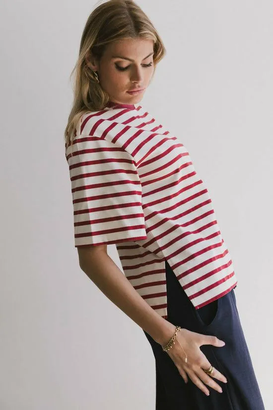 Bohme Freddie Striped Tee In Red Red Women Tees and Tanks