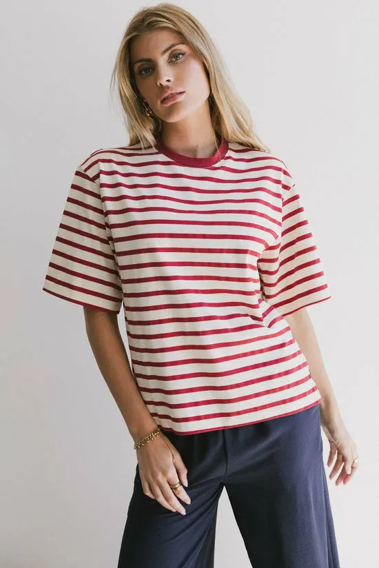 Bohme Freddie Striped Tee In Red Red Women Tees and Tanks