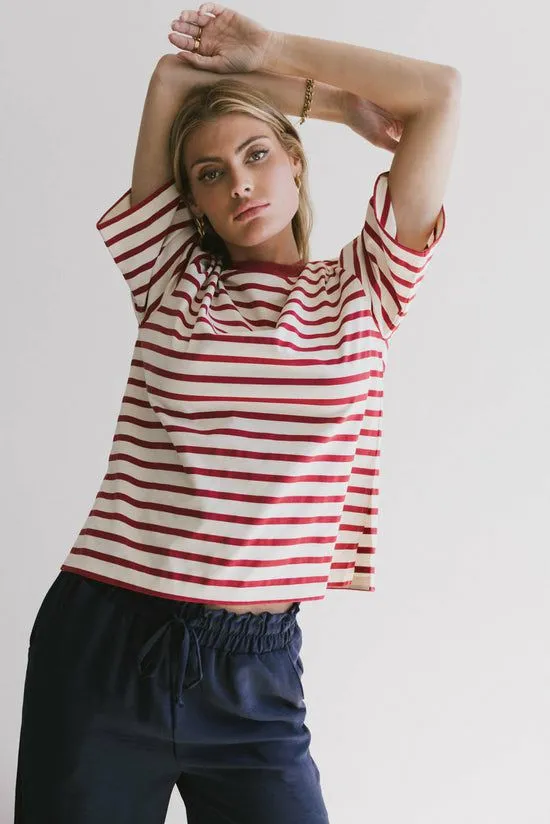 Bohme Freddie Striped Tee In Red Red Women Tees and Tanks
