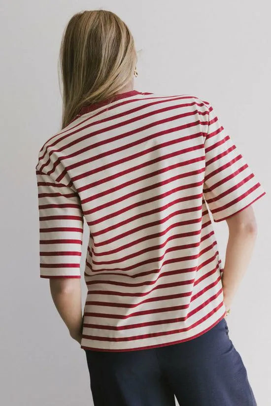 Bohme Freddie Striped Tee In Red Red Women Tees and Tanks
