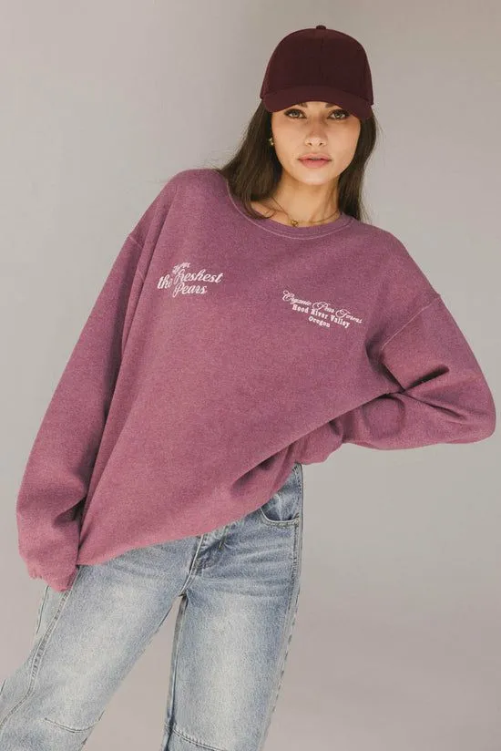 Bohme Freshest Pears Crewneck Maroon Women Graphics