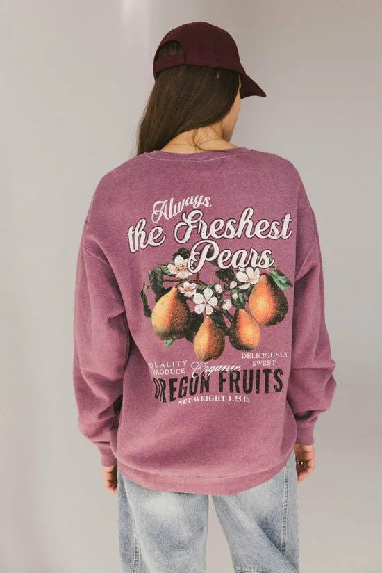 Bohme Freshest Pears Crewneck Maroon Women Graphics