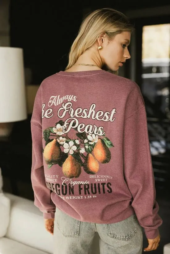 Bohme Freshest Pears Crewneck Maroon Women Graphics